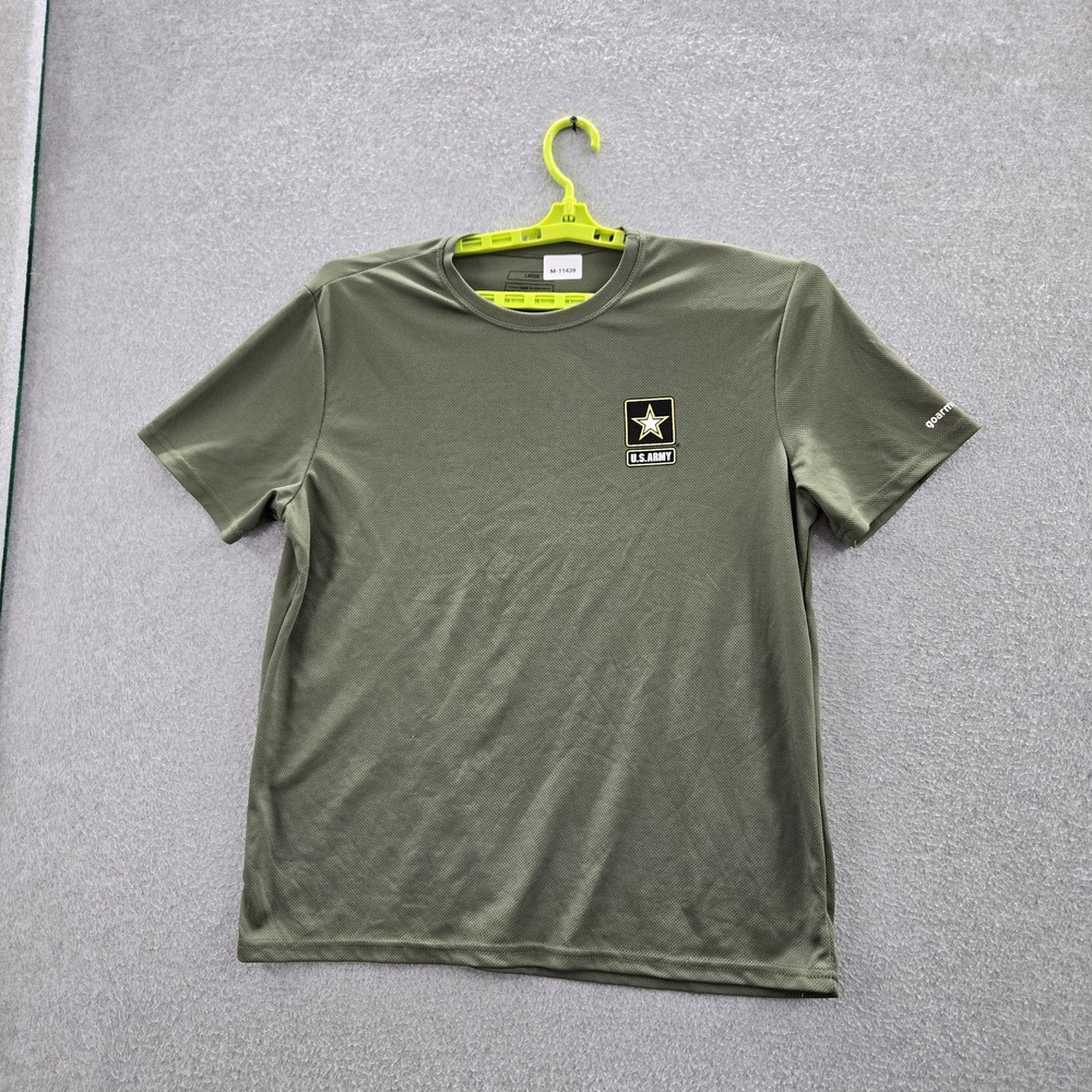 US Army Men Shirt L Green Viewsport Microfiber Star Logo Activewear Short